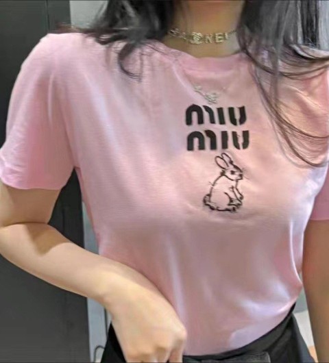 [Miu Miu] 미우미우 23SS 뉴 레빗 자수 반팔티 - 3 Color