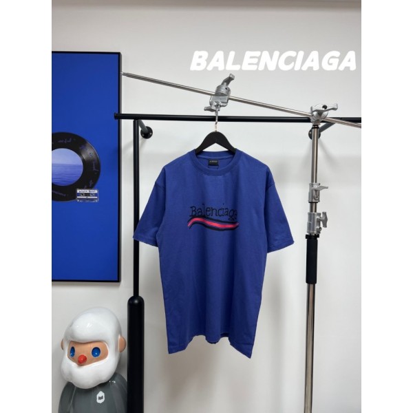 [BALENCIAGA] 발렌시아가 23SS 핸드 드로운 웨이브 로고 반팔티-레플리카 사이트 쇼핑몰