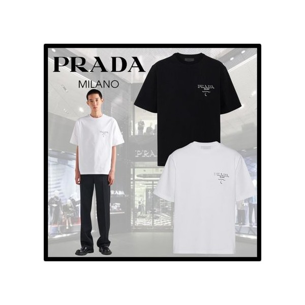 프라다 24 3D 입체 로고 프린팅 반팔티 - 2 Color-레플리카 사이트 쇼핑몰