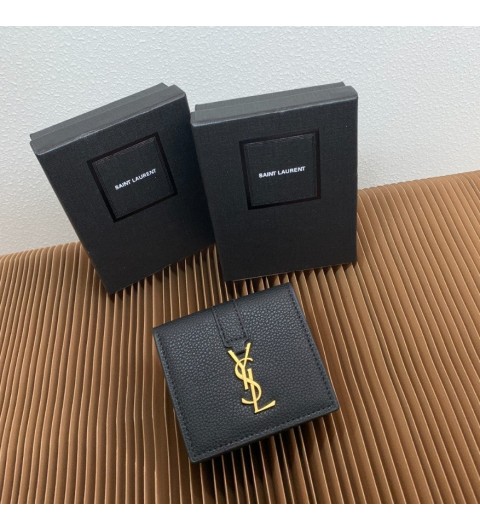 입생로랑 YSL 금장로고 컴팩트 반지갑