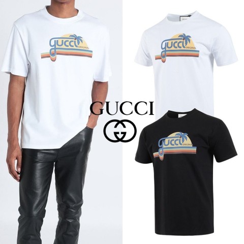 구찌 GG 수입 야자수 컬러풀 로고 라운드 티셔츠 (2color)