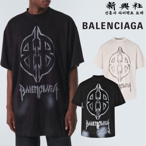 발렌시아가 메탈 BB 스텐실 오버사이즈 로고 티셔츠 2color (정품급)