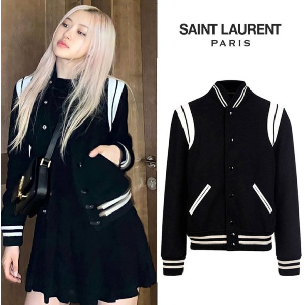 SAINT LAURENT 생로랑 스타디움 울 블루종 -남여공용--레플리카 사이트 쇼핑몰